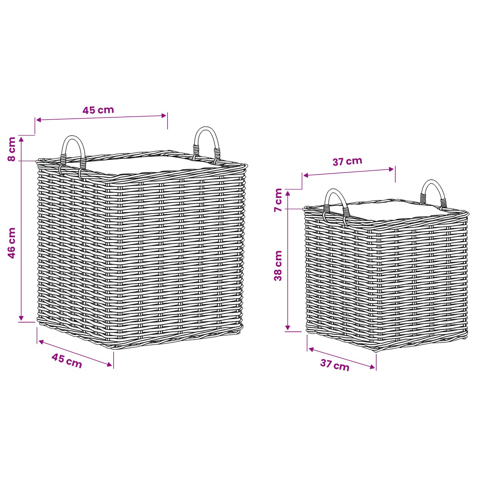 vidaXL Kosz na rośliny 2 szt. Naturalna szarość Rattan Kubu