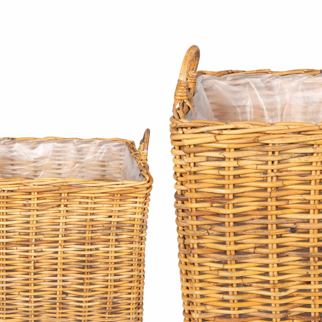 vidaXL Kosz na rośliny GENDT 2 szt. Naturalny Brąz Rattan Kubu