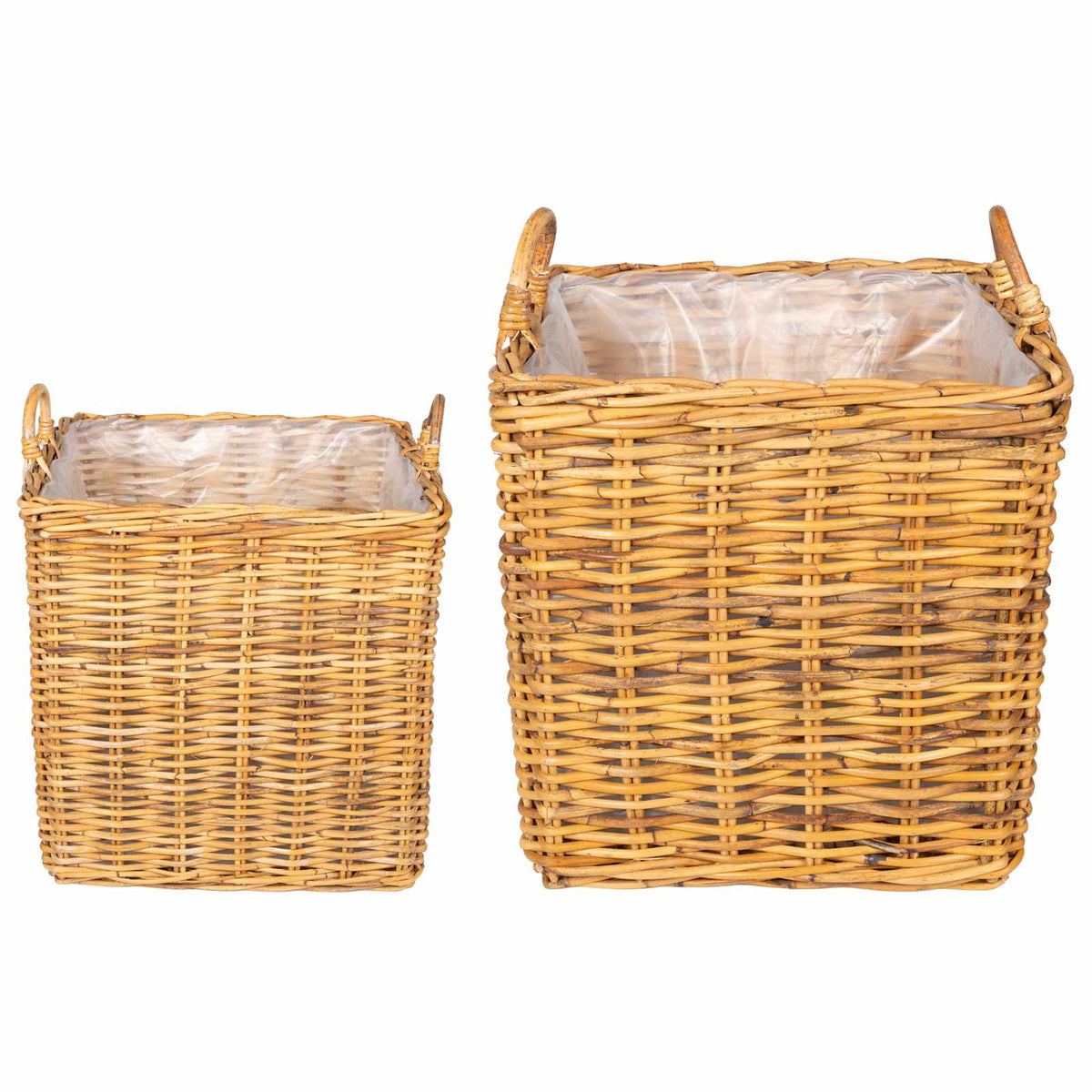 vidaXL Kosz na rośliny GENDT 2 szt. Naturalny Brąz Rattan Kubu
