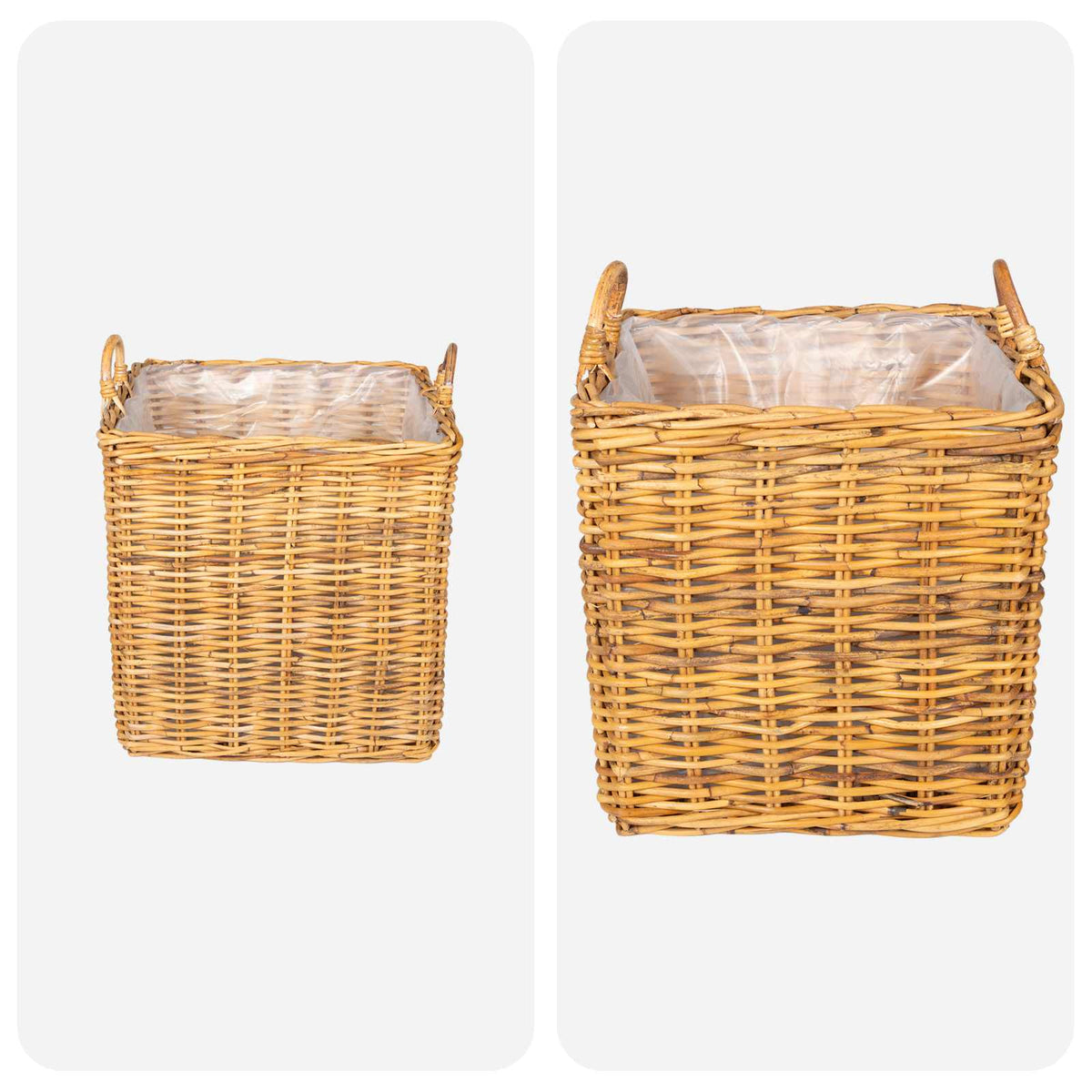 vidaXL Kosz na rośliny GENDT 2 szt. Naturalny Brąz Rattan Kubu