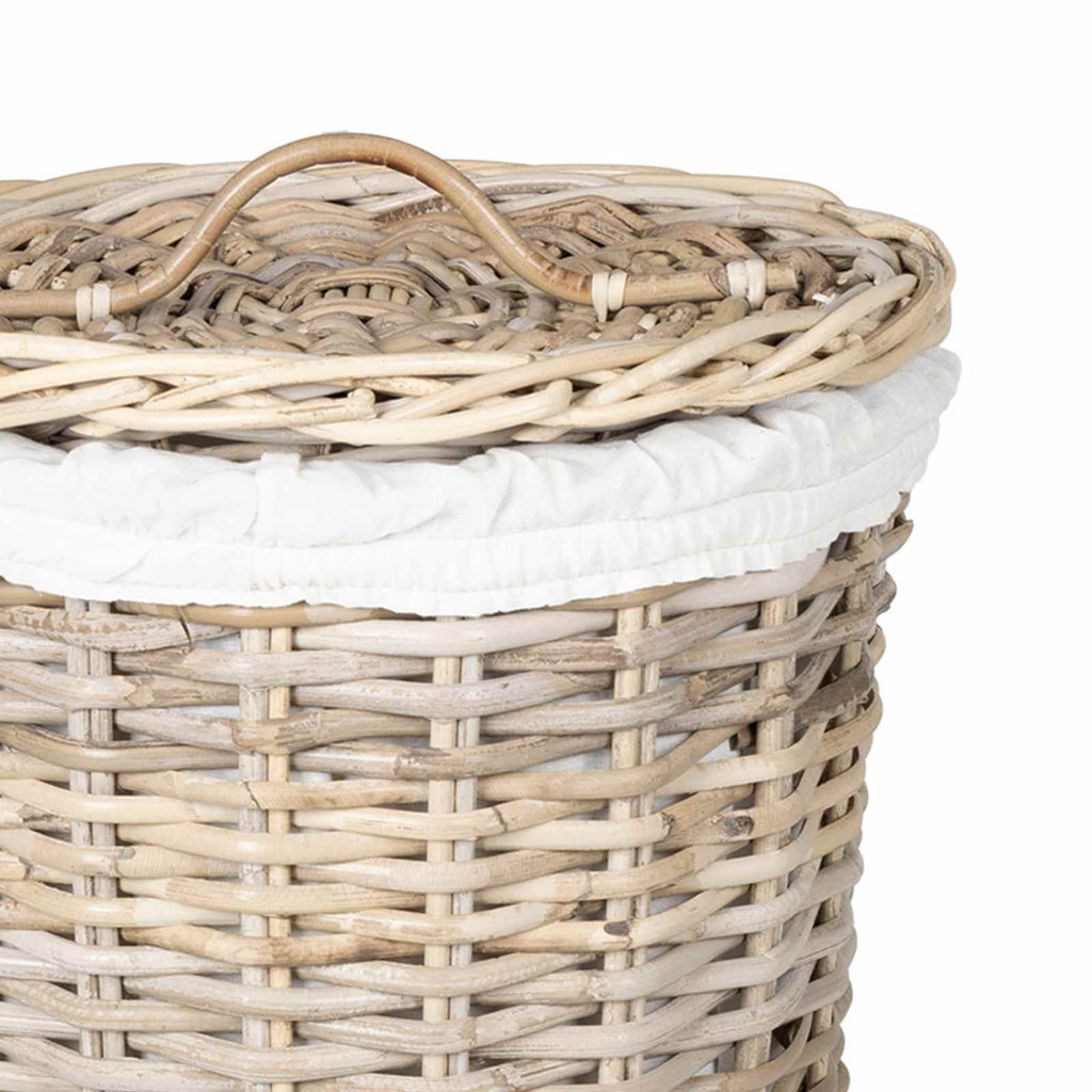 vidaXL Kosz na pranie z pokrywą 2 pcs Naturalna szarość Rattan Kubu