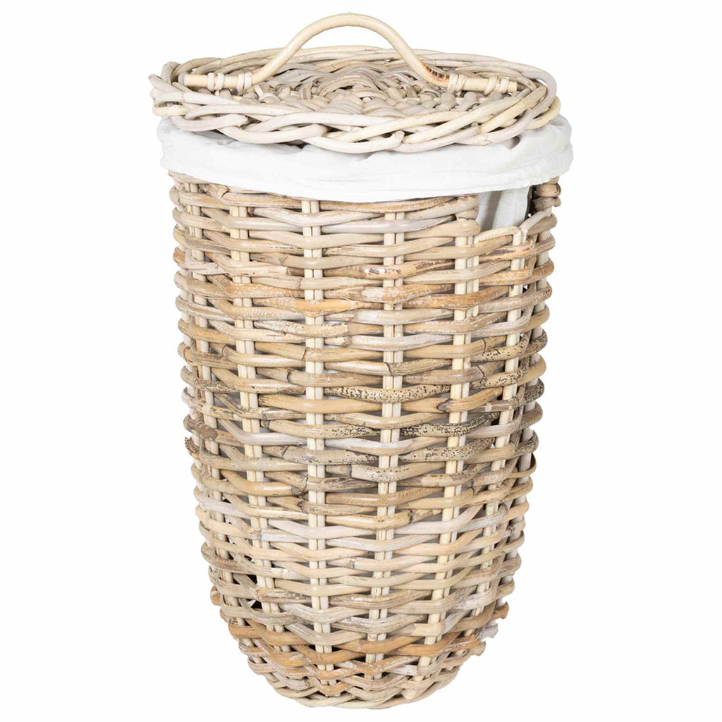 vidaXL Kosz na pranie z pokrywą 2 pcs Naturalna szarość Rattan Kubu