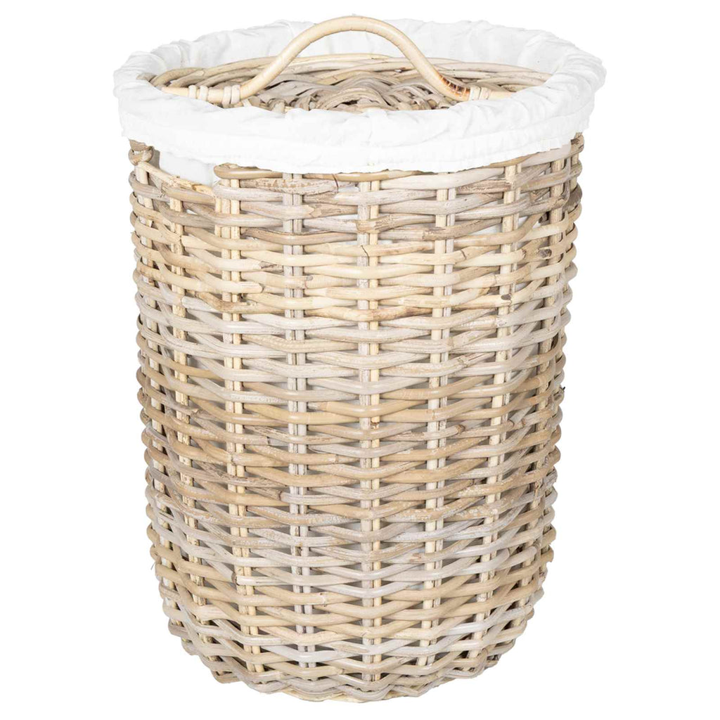 vidaXL Kosz na pranie z pokrywą 2 pcs Naturalna szarość Rattan Kubu