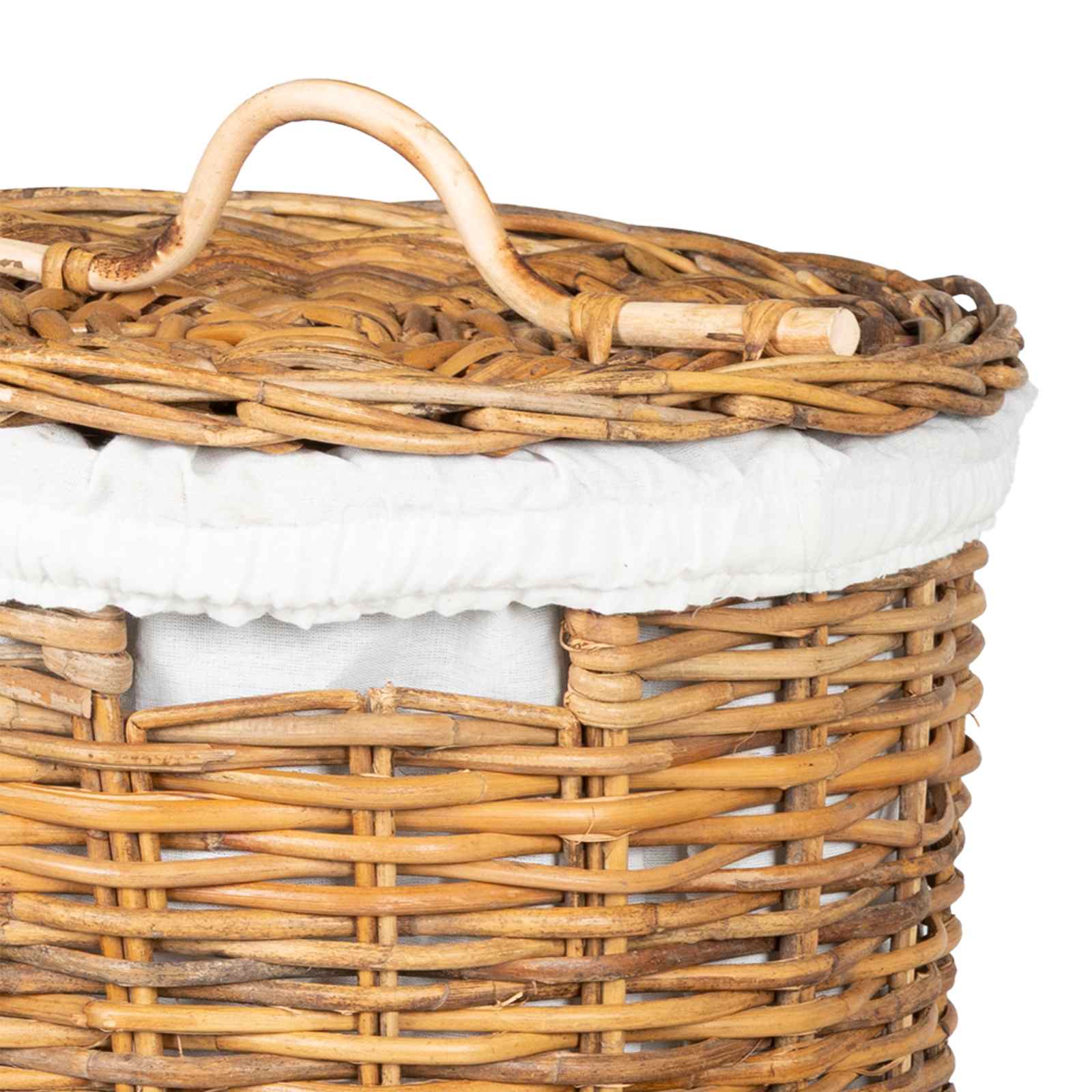 vidaXL Kosz na pranie z pokrywą 2 pcs Naturalny Brąz Rattan Kubu