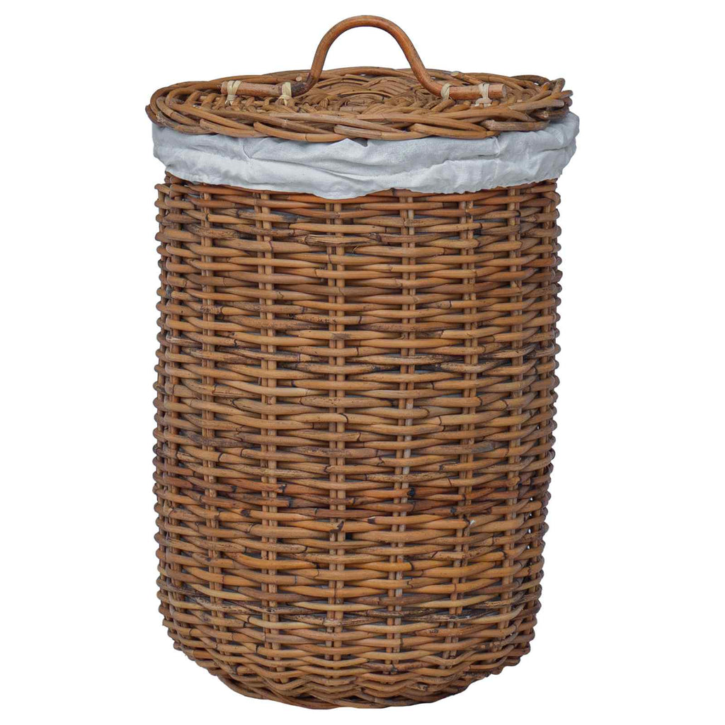vidaXL Kosz na pranie z pokrywą 2 pcs Naturalny Brąz Rattan Kubu