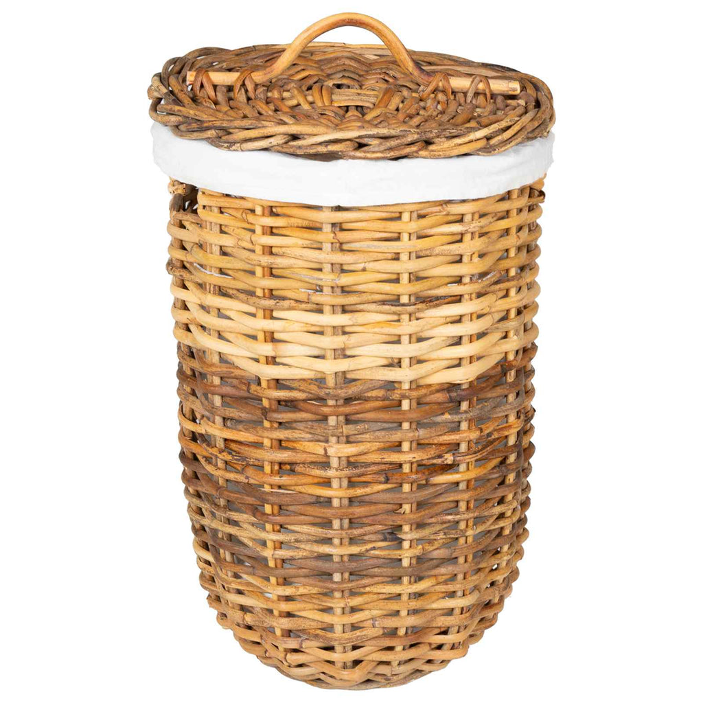 vidaXL Kosz na pranie z pokrywą 2 pcs Naturalny Brąz Rattan Kubu