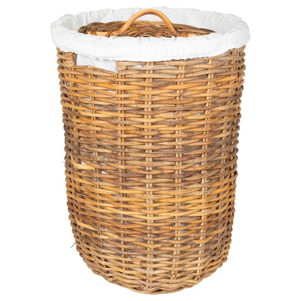vidaXL Kosz na pranie z pokrywą 2 pcs Naturalny Brąz Rattan Kubu