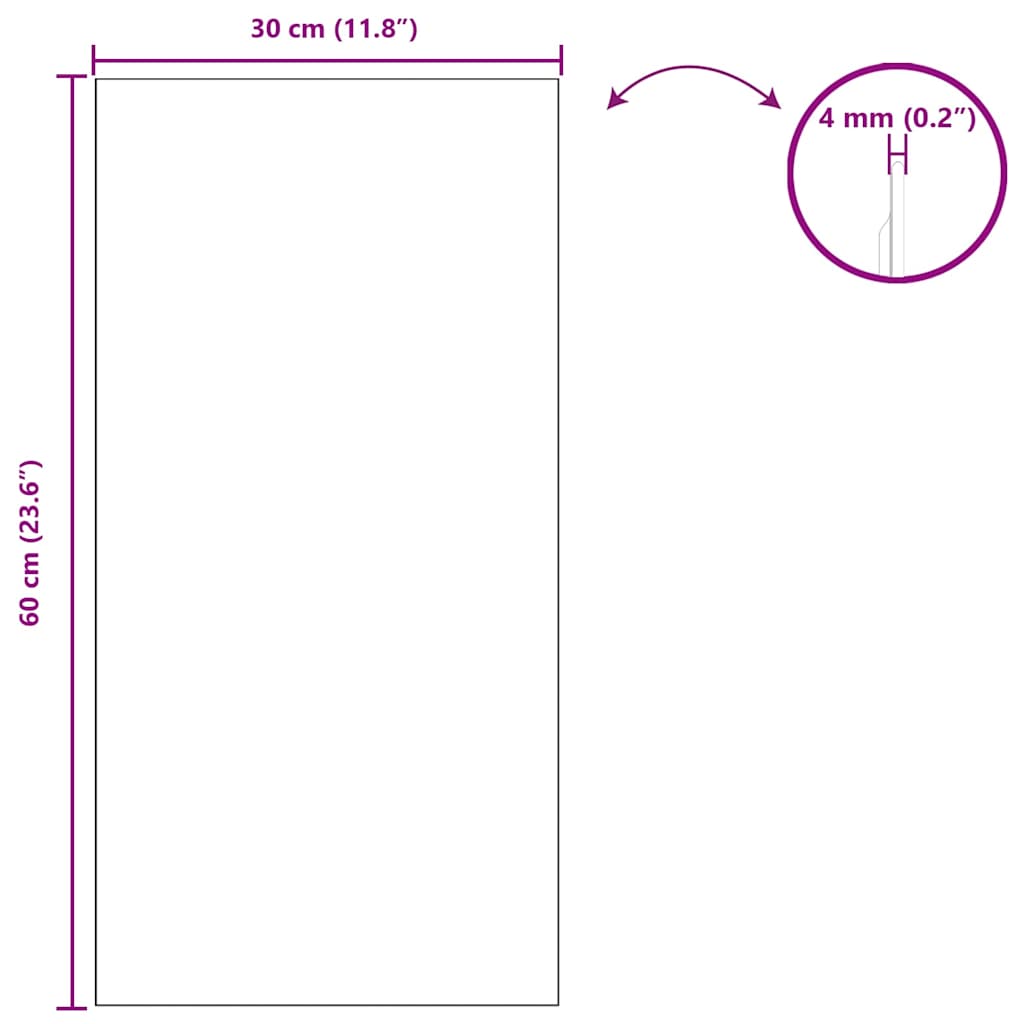 vidaXL Lustro ścienne Prostokątny 30 x 60 cm szkło hartowane