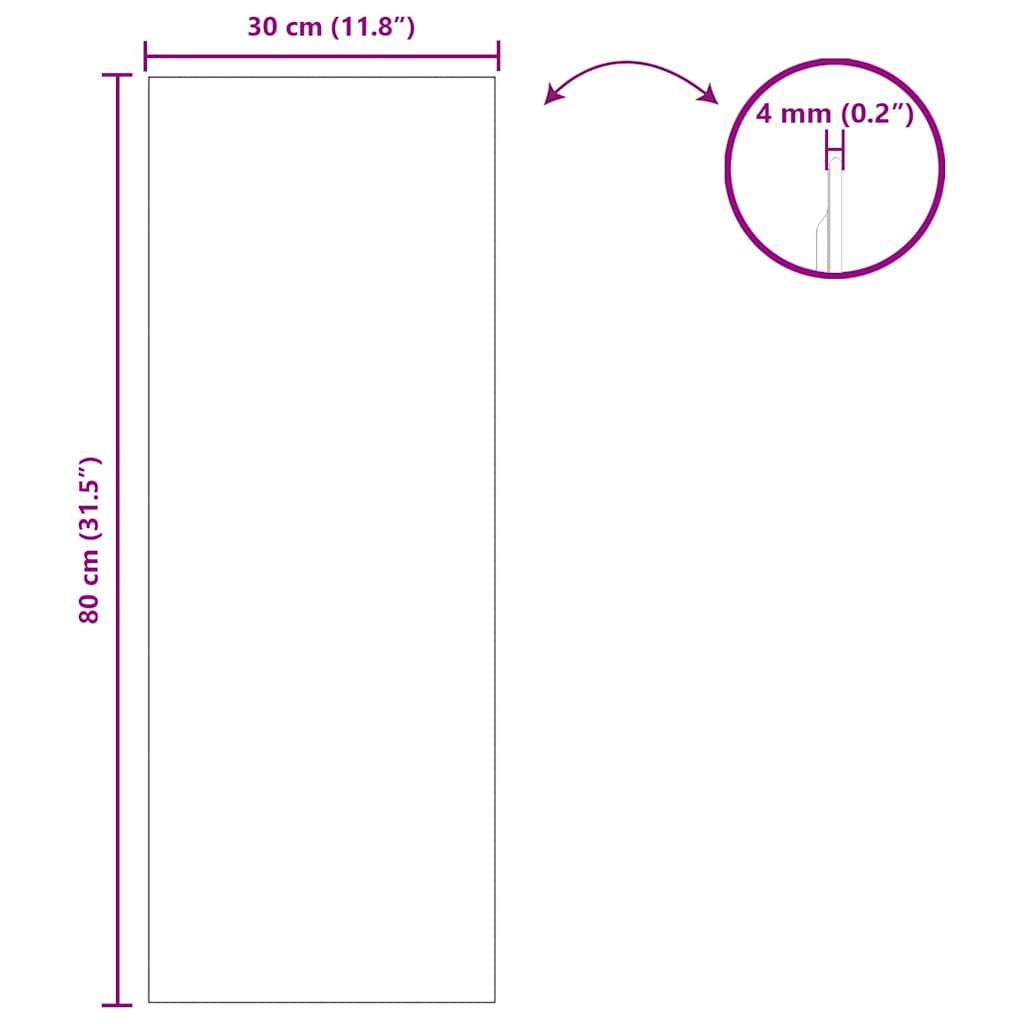 vidaXL Lustro ścienne Prostokątny 30 x 80 cm szkło hartowane