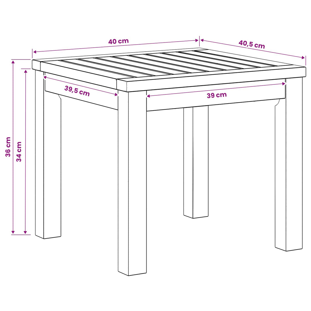 vidaXL Stolik kawowy naturalny 40 x 40,5 x 36 cm Lite Drewno Akacji