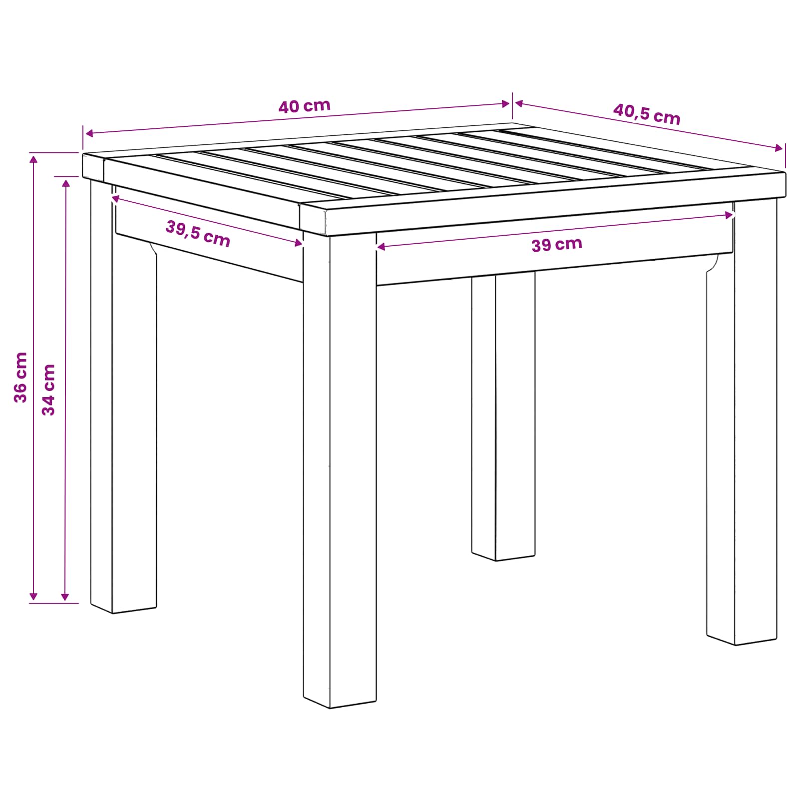 vidaXL Stolik kawowy naturalny 40 x 40,5 x 36 cm Lite Drewno Akacji