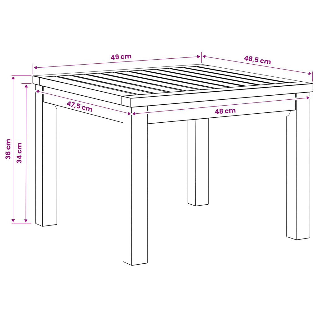 vidaXL Stolik kawowy naturalny 50 x 48,5 x 36 cm Lite Drewno Akacji