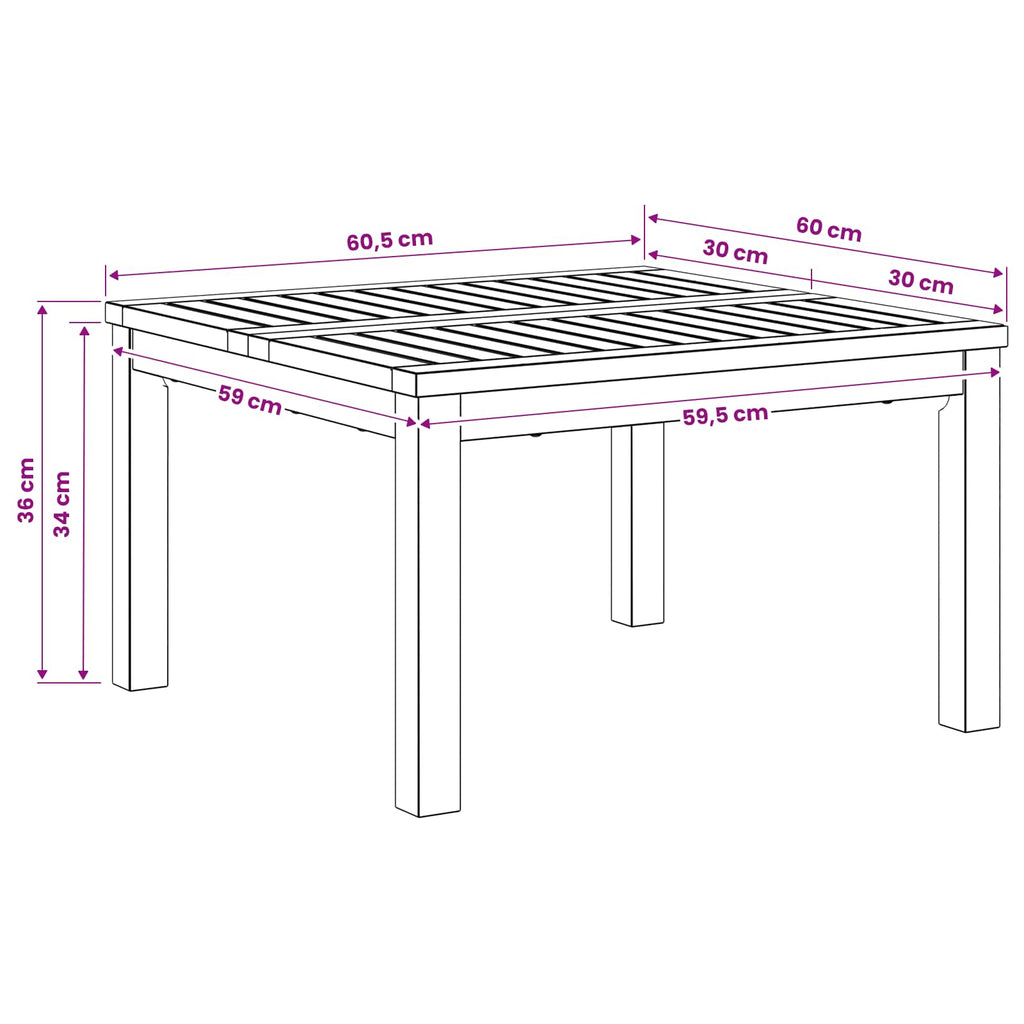 vidaXL Stolik kawowy naturalny 60 x 60,5 x 36 cm Lite Drewno Akacji