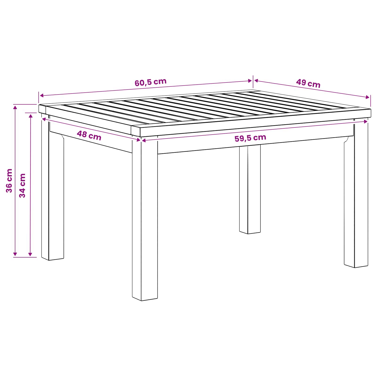 vidaXL Stolik kawowy naturalny 50 x 60,5 x 36 cm Lite Drewno Akacji