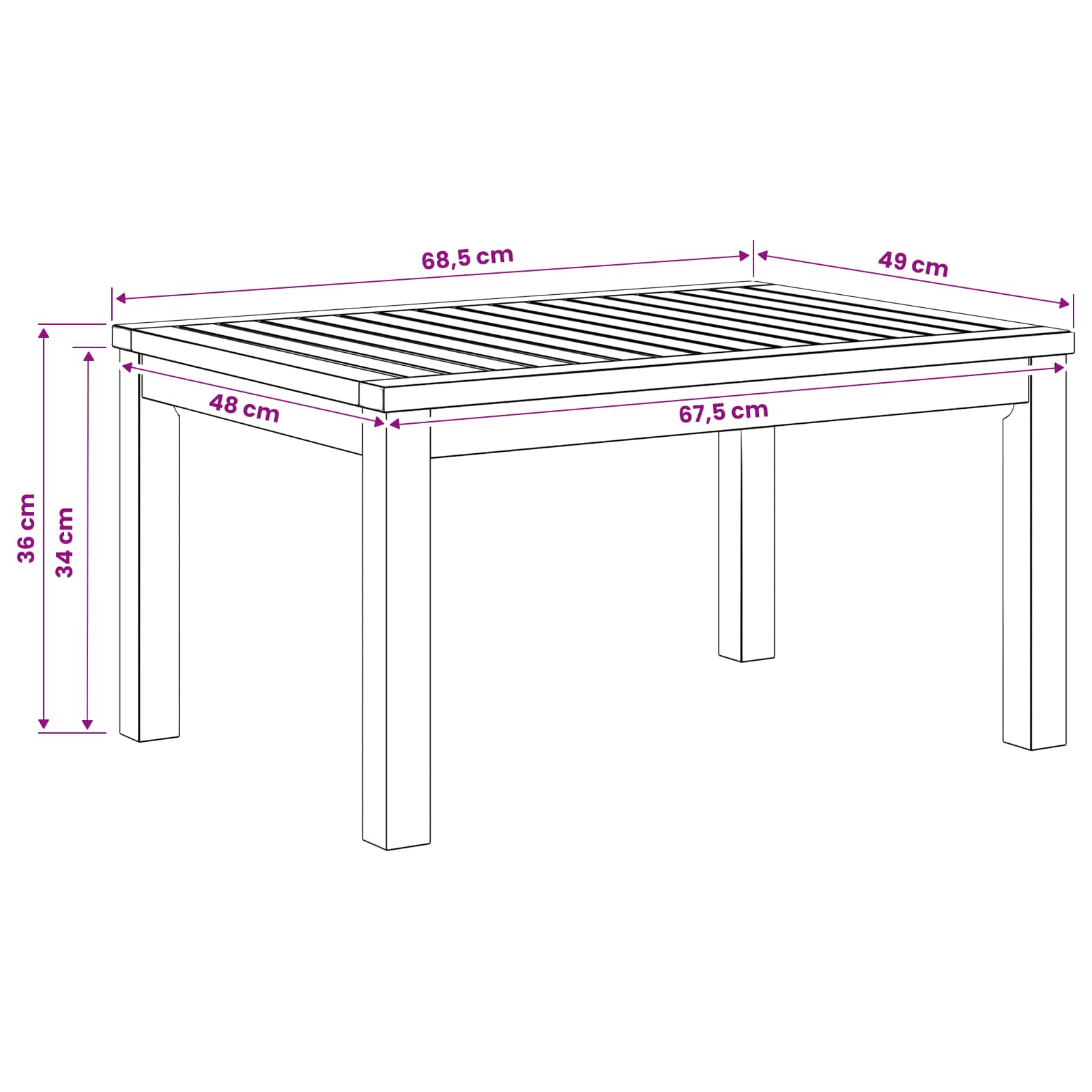 vidaXL Stolik kawowy naturalny 50 x 68,5 x 36 cm Lite Drewno Akacji