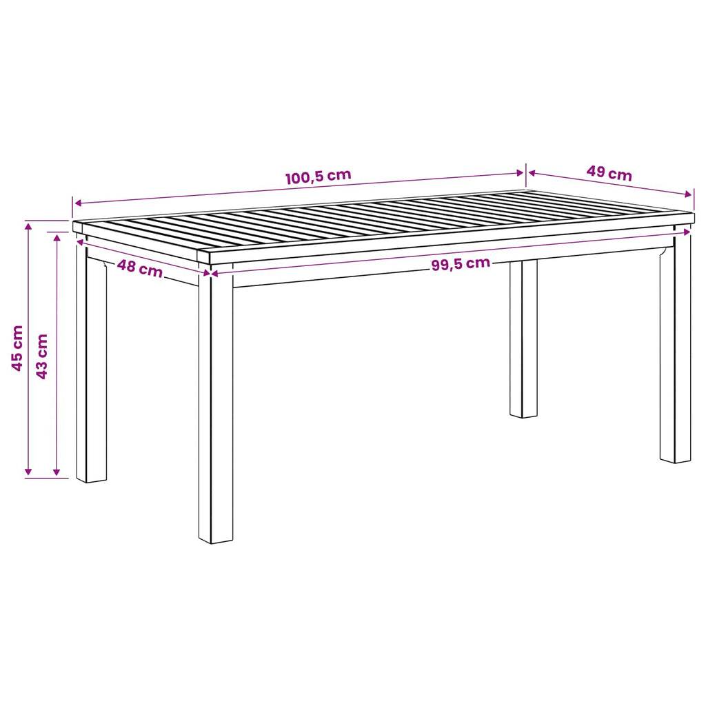 vidaXL Stolik kawowy naturalny 50 x 100,5 x 45 cm Lite Drewno Akacji