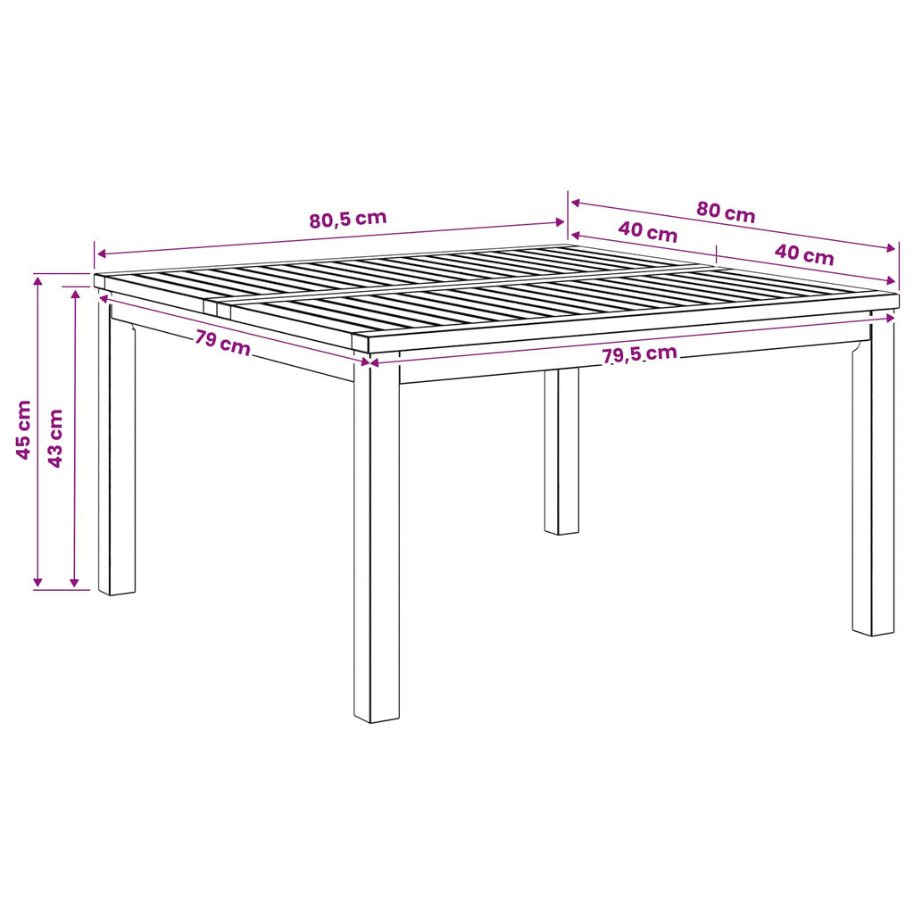vidaXL Stolik kawowy naturalny 80 x 80,5 x 45 cm Lite Drewno Akacji