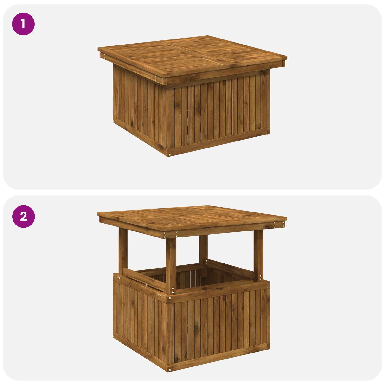 vidaXL naturalny 80,5 x 80 x 75/44,5 cm
