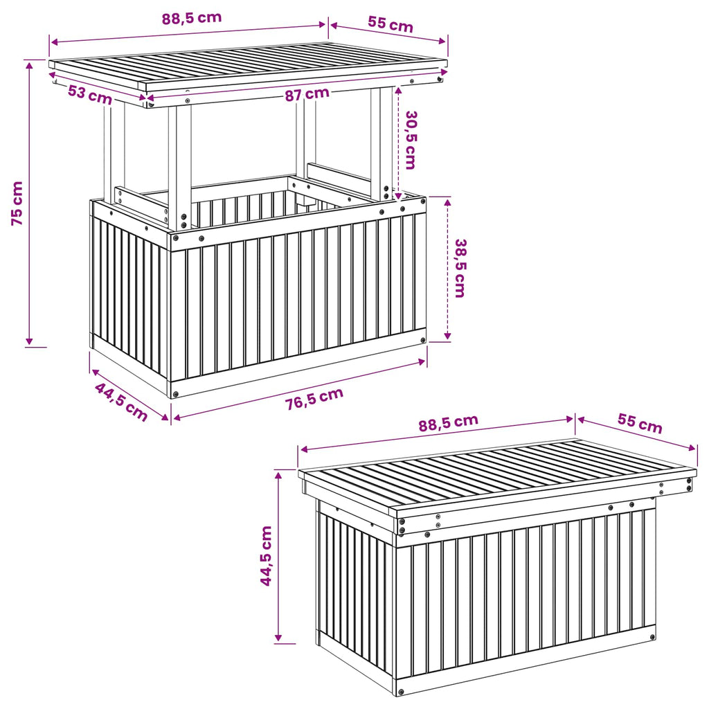 vidaXL naturalny 90 x 55 x 75/44,5 cm