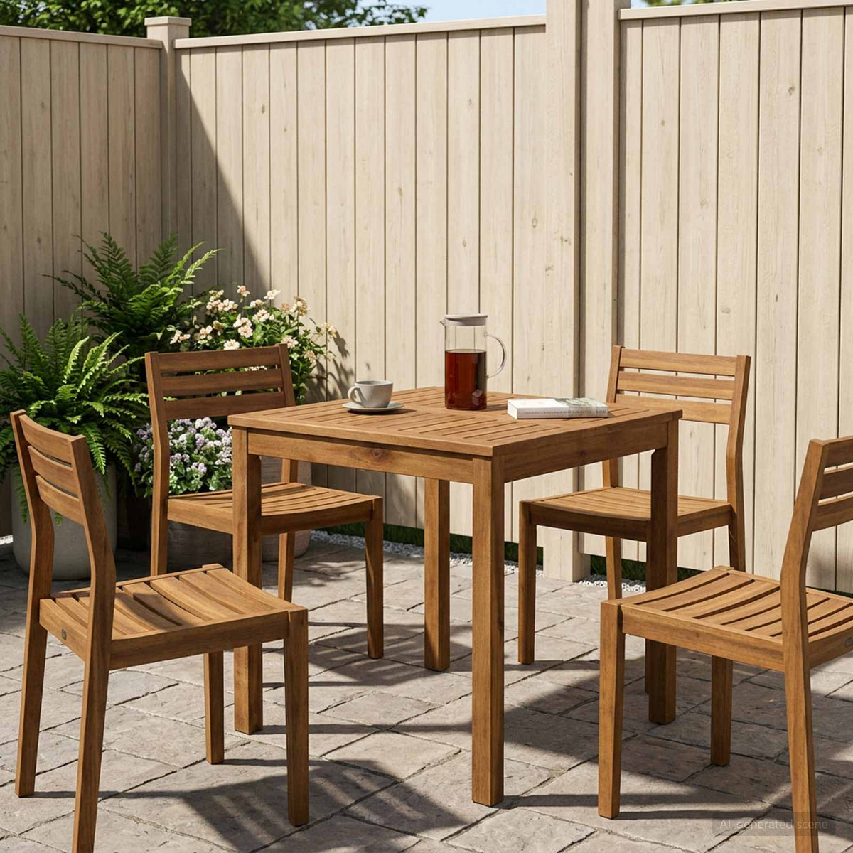 vidaXL Stół do kolacji w ogrodzie naturalny 60 x 60,5 x 75 cm