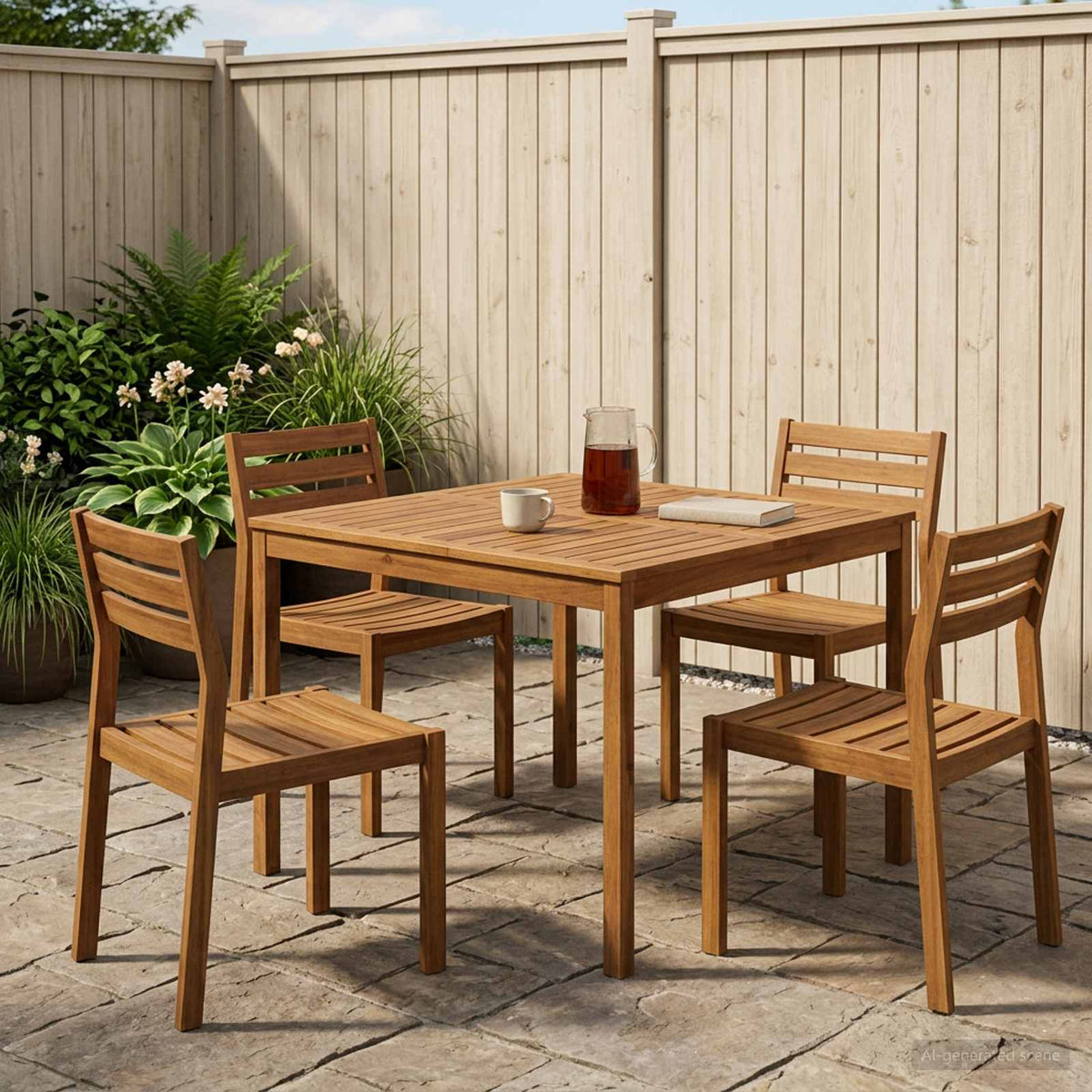 vidaXL Stół do kolacji w ogrodzie naturalny 110 x 108,5 x 75 cm