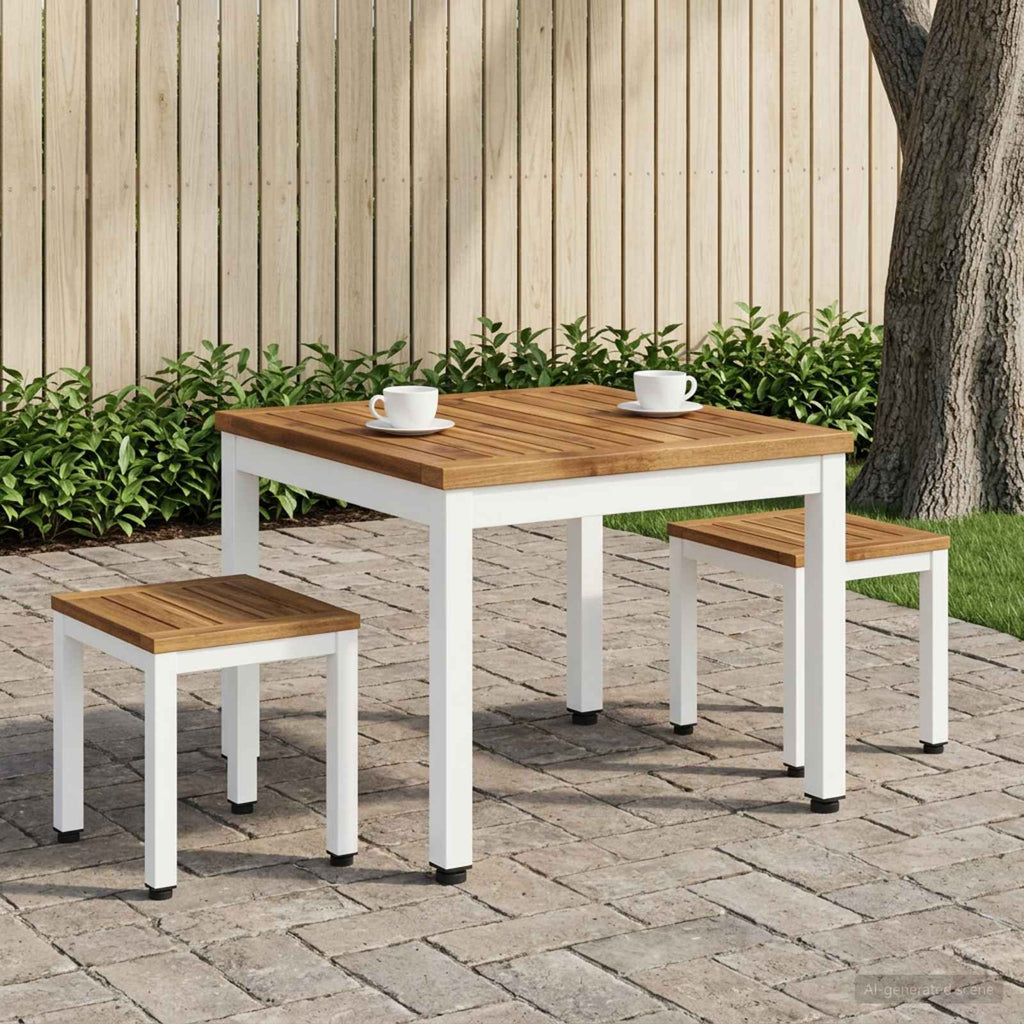 vidaXL Stolik kawowy Naturalne i białe 50 x 48,5 x 36 cm