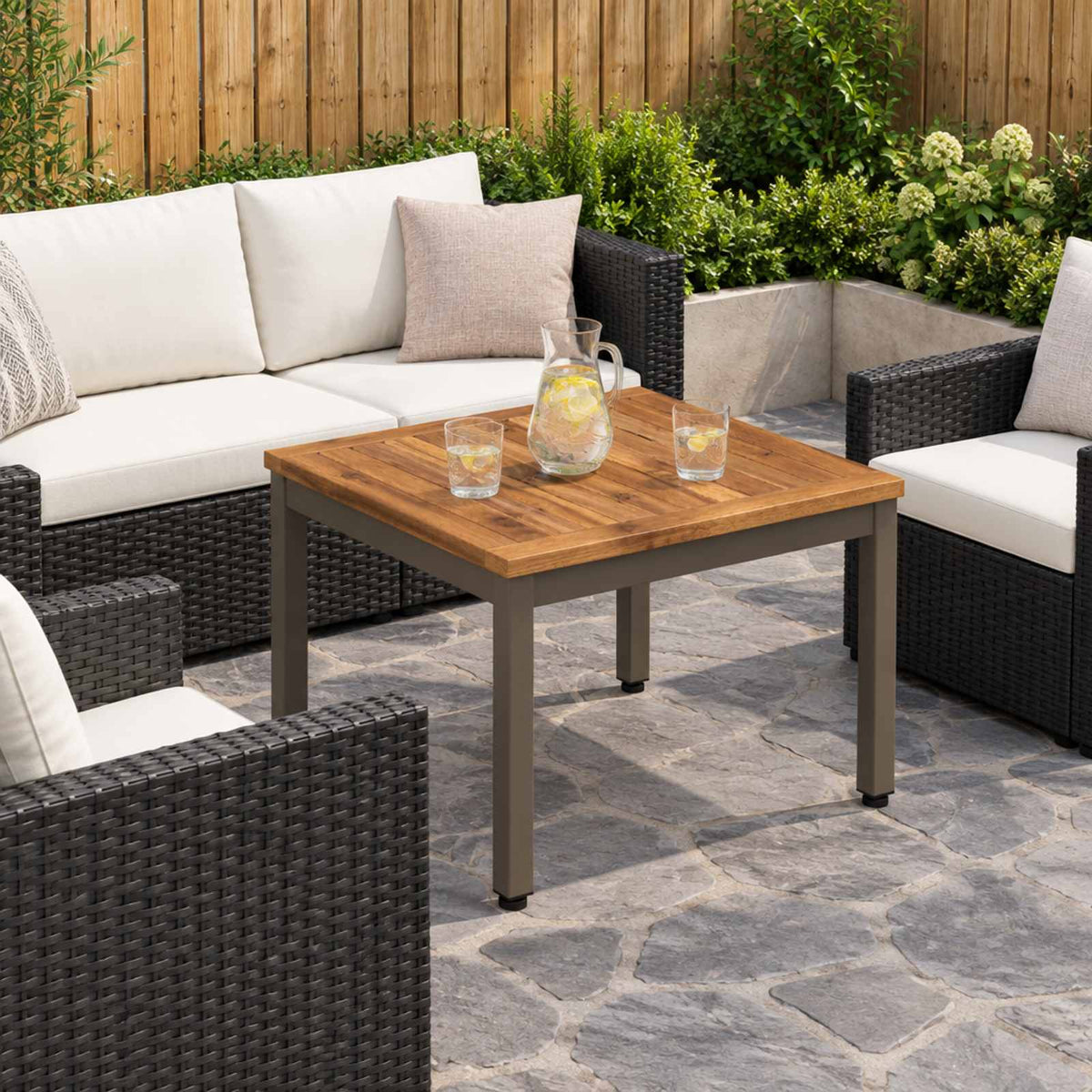 vidaXL Stolik kawowy Naturalny i kawowy 49 x 48,5 x 36 cm