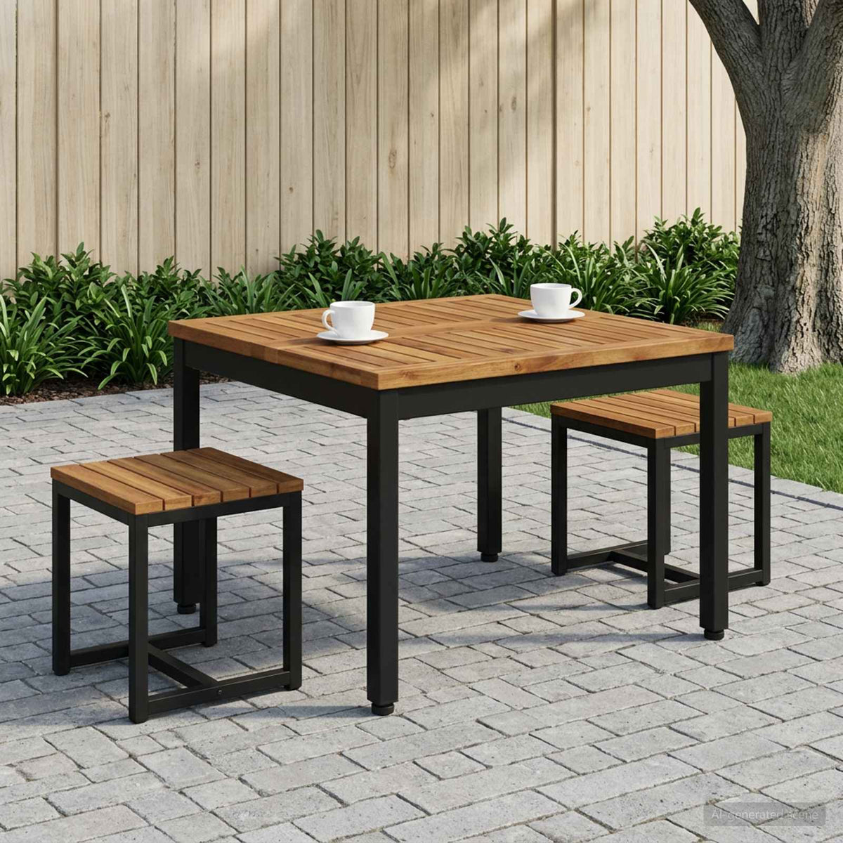 vidaXL Stolik kawowy Naturalny i czarny 60 x 60,5 x 36 cm