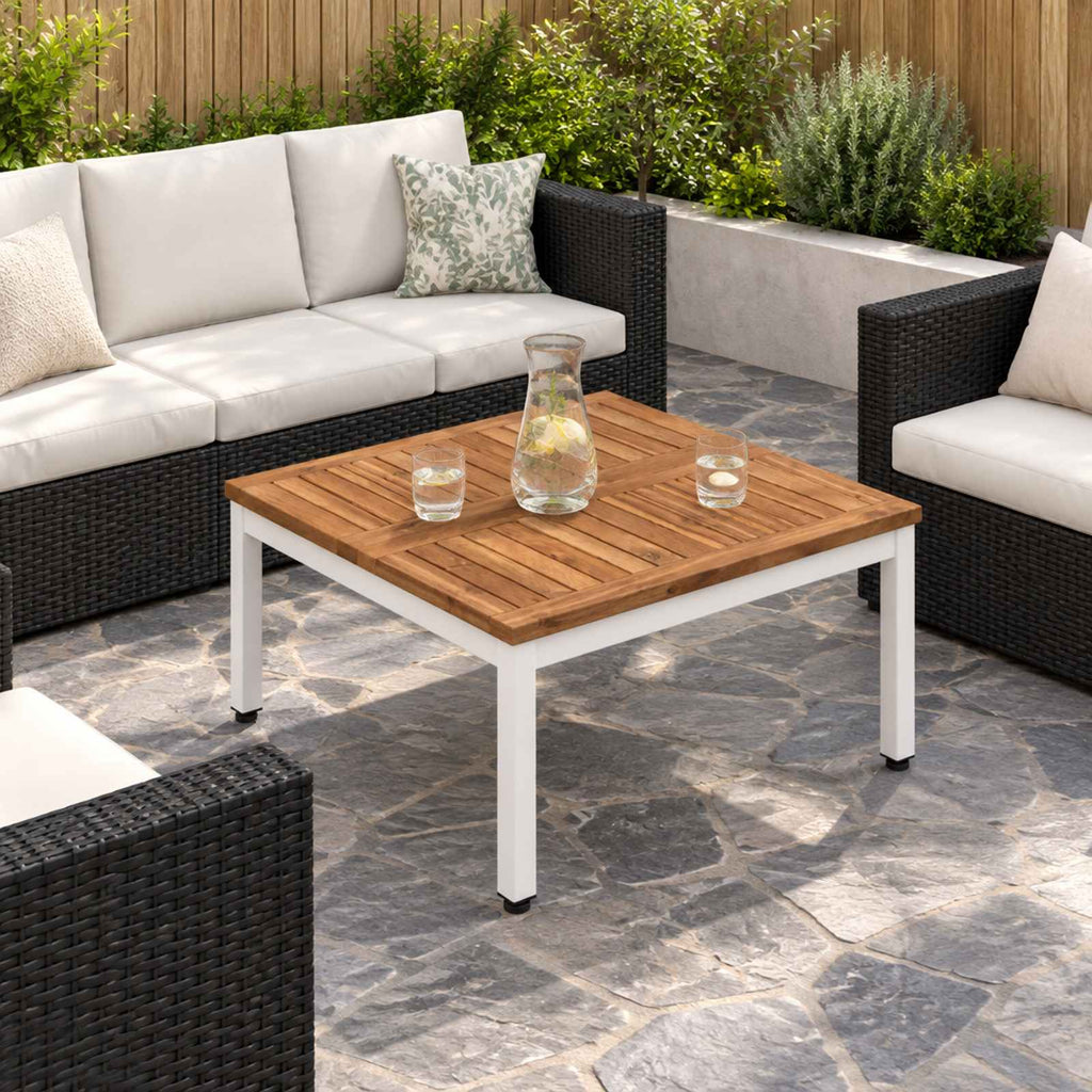 vidaXL Stolik kawowy Naturalne i białe 60 x 60,5 x 36 cm