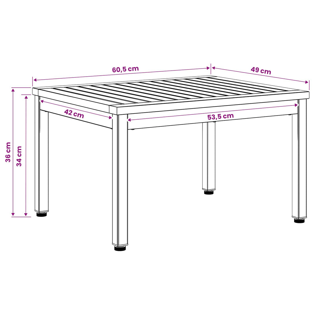 vidaXL Stolik kawowy Naturalny i czarny 50 x 60,5 x 36 cm