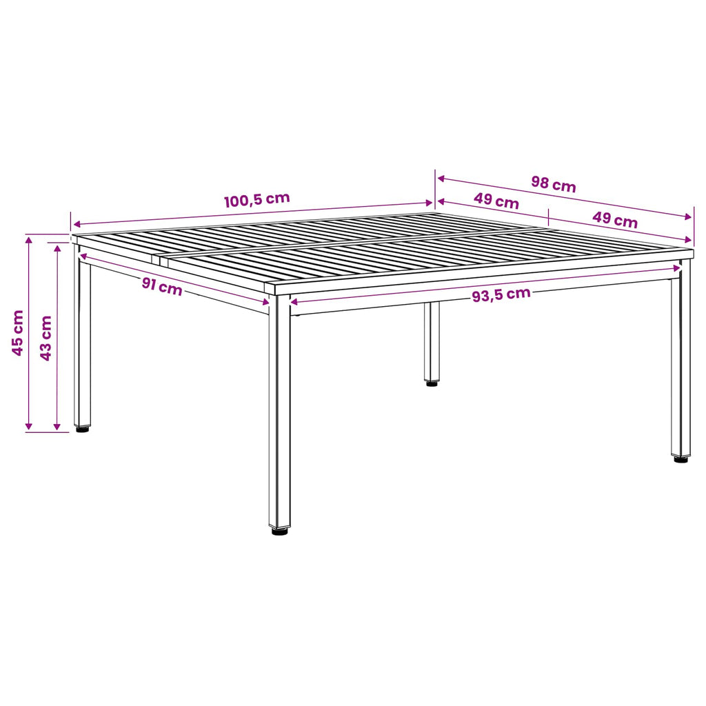 vidaXL Stolik kawowy Naturalny i czarny 100 x 100,5 x 45 cm