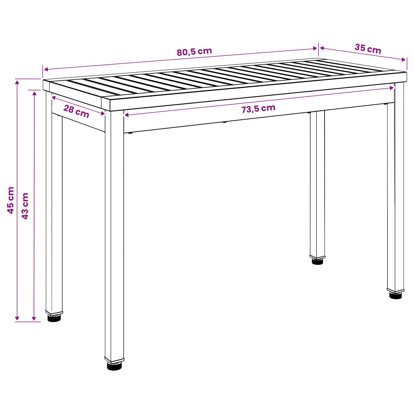 vidaXL Ławka ogrodowa 80,5 x 35 x 45 cm Lite Drewno Akacji Prostokątny