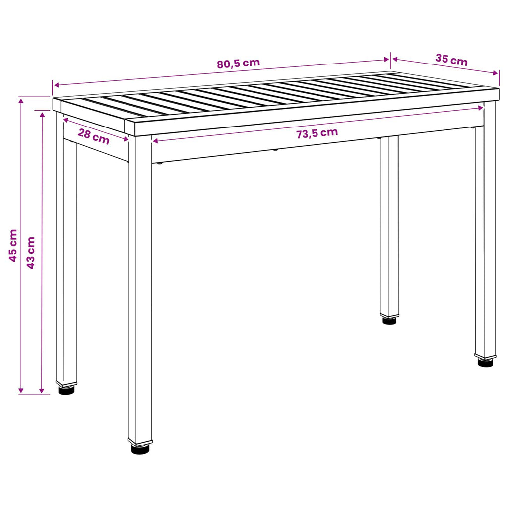 vidaXL Ławka ogrodowa 80,5 x 35 x 45 cm Lite Drewno Akacji Prostokątny