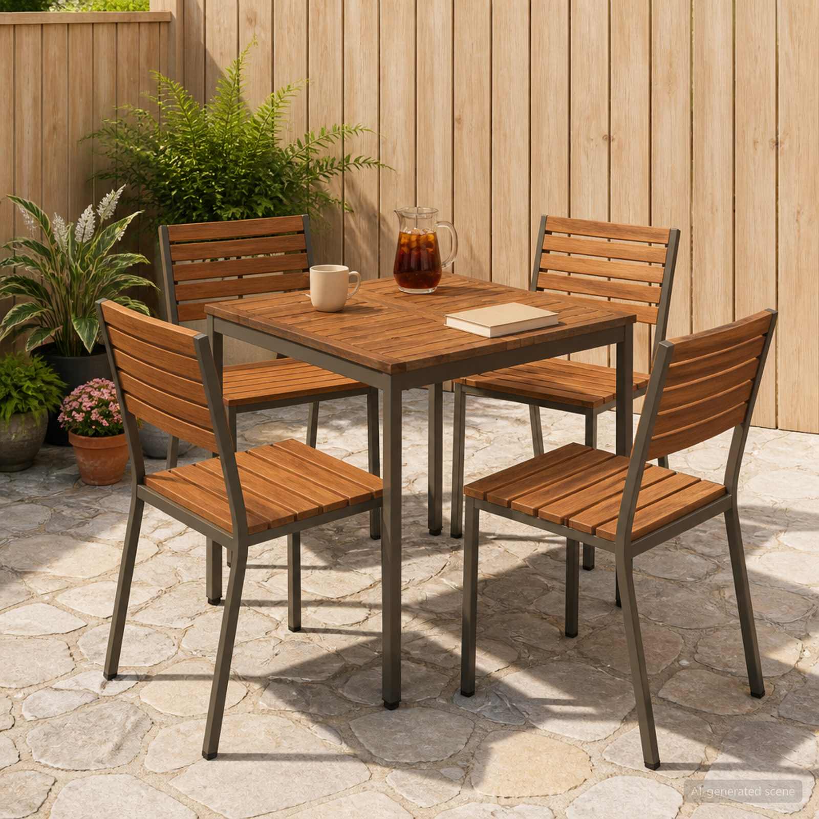 vidaXL Stół do kolacji w ogrodzie Naturalny i kawowy 70 x 68,5 x 75 cm