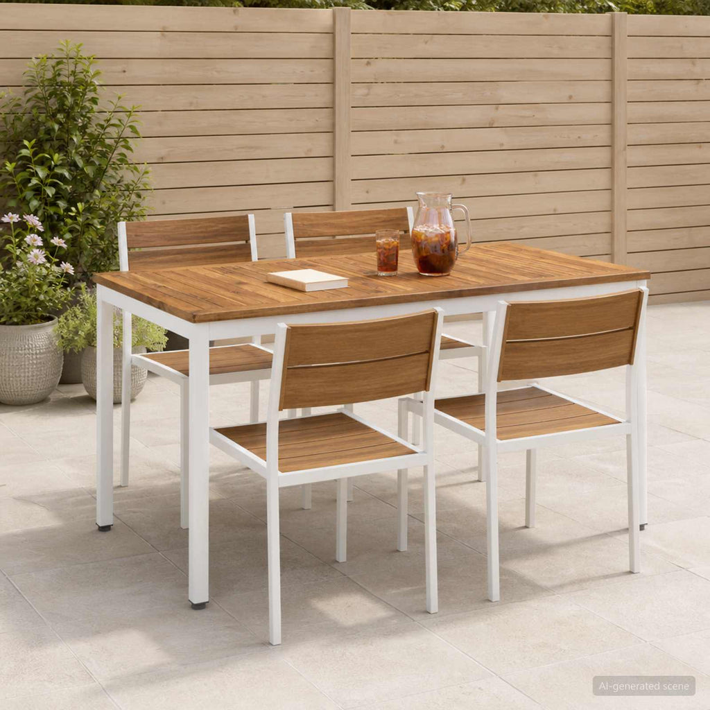 vidaXL Stół do kolacji w ogrodzie Naturalne i białe 108,5 x 55 x 75 cm