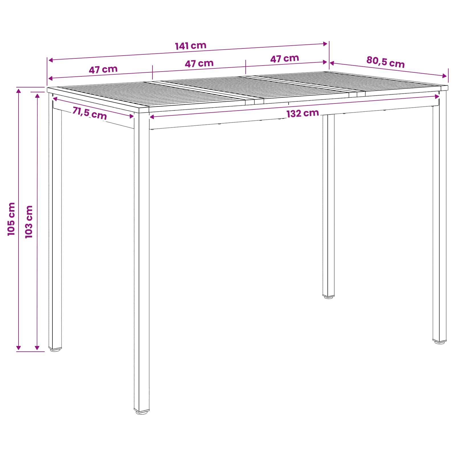 vidaXL Stół barowy ogrodowy Naturalne i białe 141 x 80,5 x 105 cm