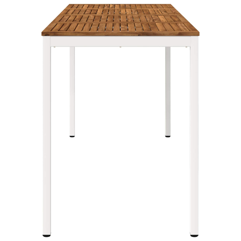 vidaXL Stół barowy ogrodowy Naturalne i białe 196 x 80,5 x 105 cm