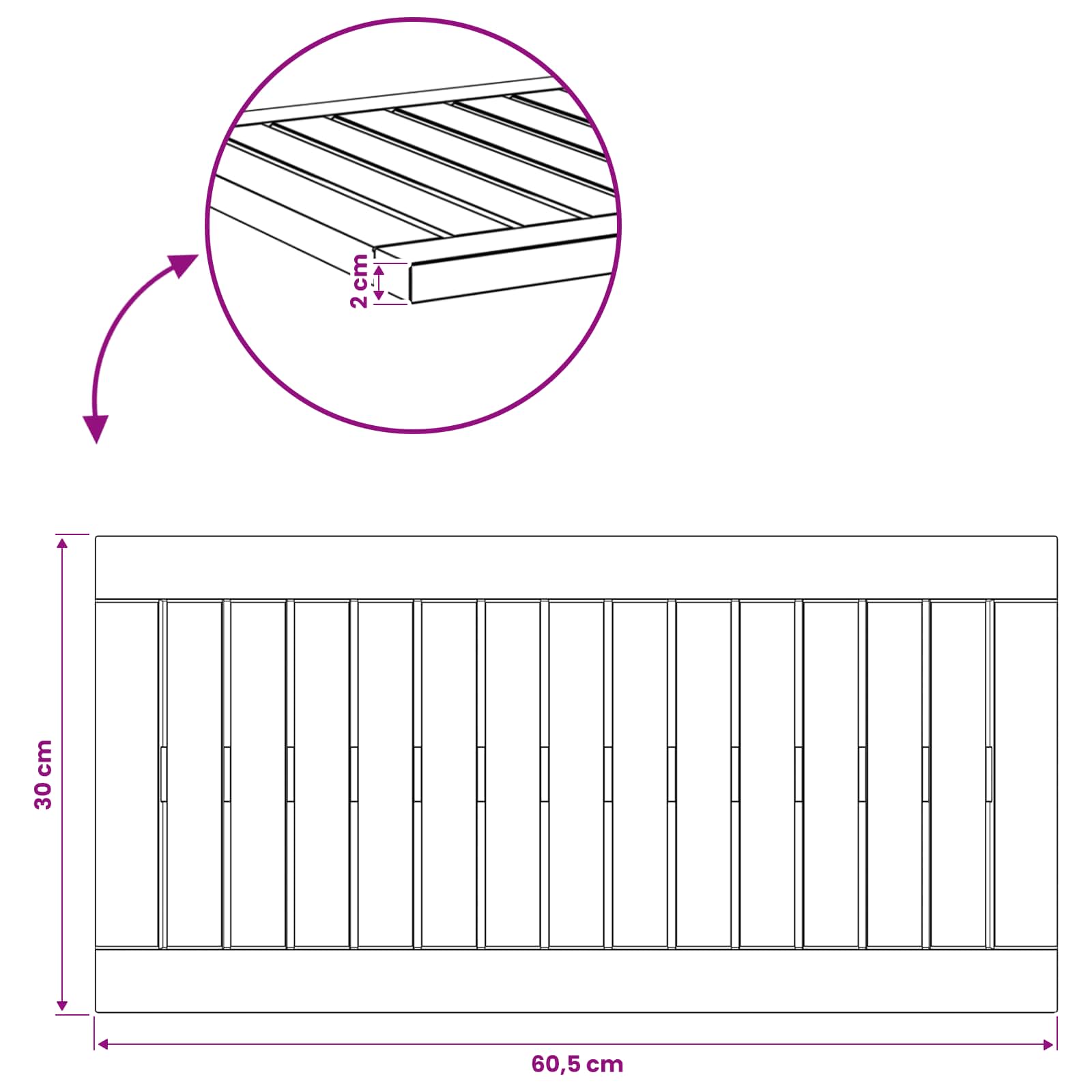 vidaXL Blat stołu 60,5 x 30 x 2 cm Prostokątny Lite Drewno Akacji