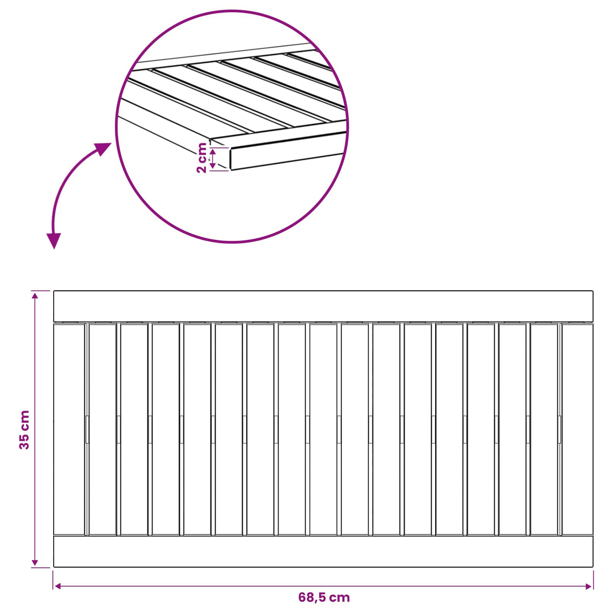vidaXL Blat stołu 68,5 x 35 x 2 cm Prostokątny Lite Drewno Akacji