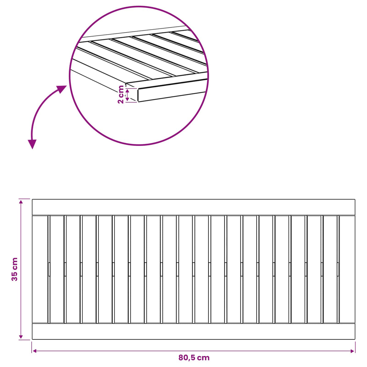 vidaXL Blat stołu 80,5 x 35 x 2 cm Prostokątny Lite Drewno Akacji