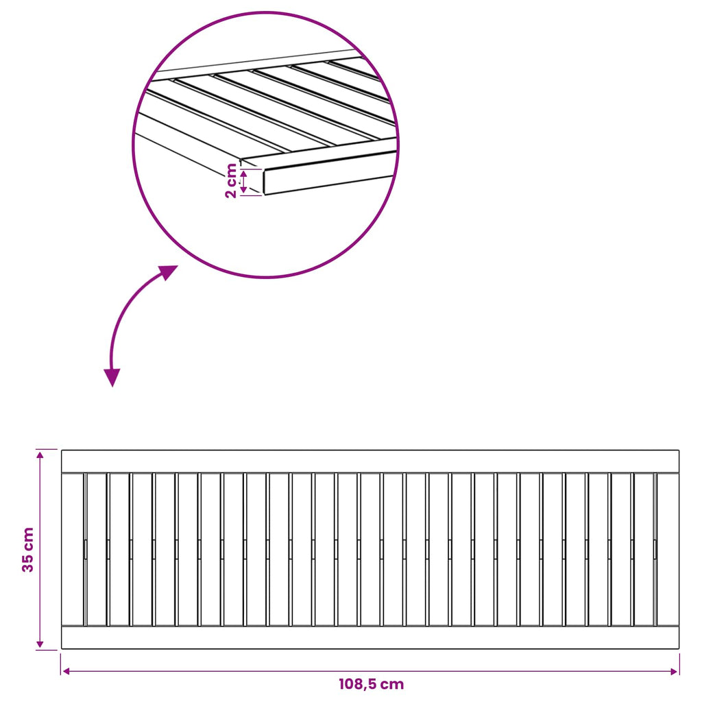 vidaXL Blat stołu 108,5 x 35 x 2 cm Prostokątny Lite Drewno Akacji