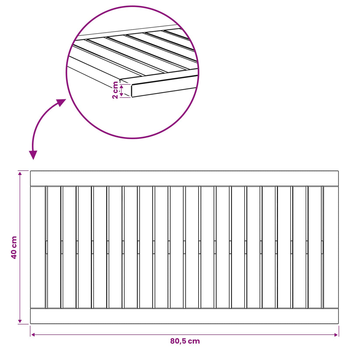 vidaXL Blat stołu 80,5 x 40 x 2 cm Prostokątny Lite Drewno Akacji