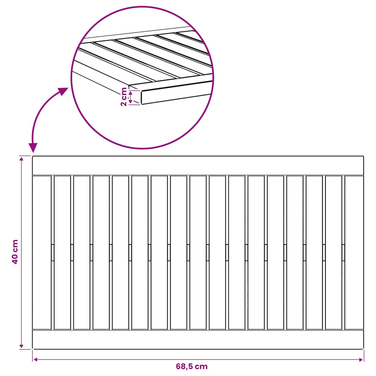 vidaXL Blat stołu 68,5 x 40 x 2 cm Prostokątny Lite Drewno Akacji