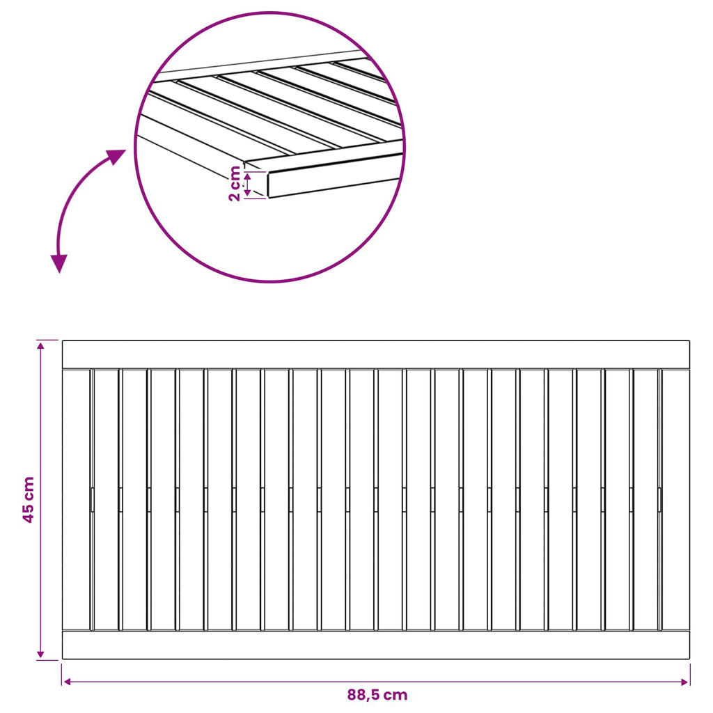 vidaXL Blat stołu 88,5 x 45 x 2 cm Prostokątny Lite Drewno Akacji