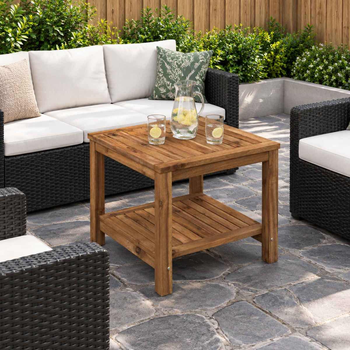 vidaXL Stolik kawowy naturalny 48,5 x 49 x 45 cm Lite Drewno Akacji
