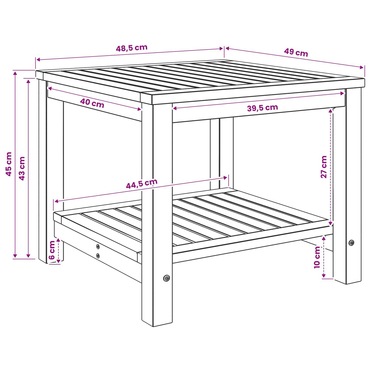 vidaXL Stolik kawowy naturalny 48,5 x 49 x 45 cm Lite Drewno Akacji