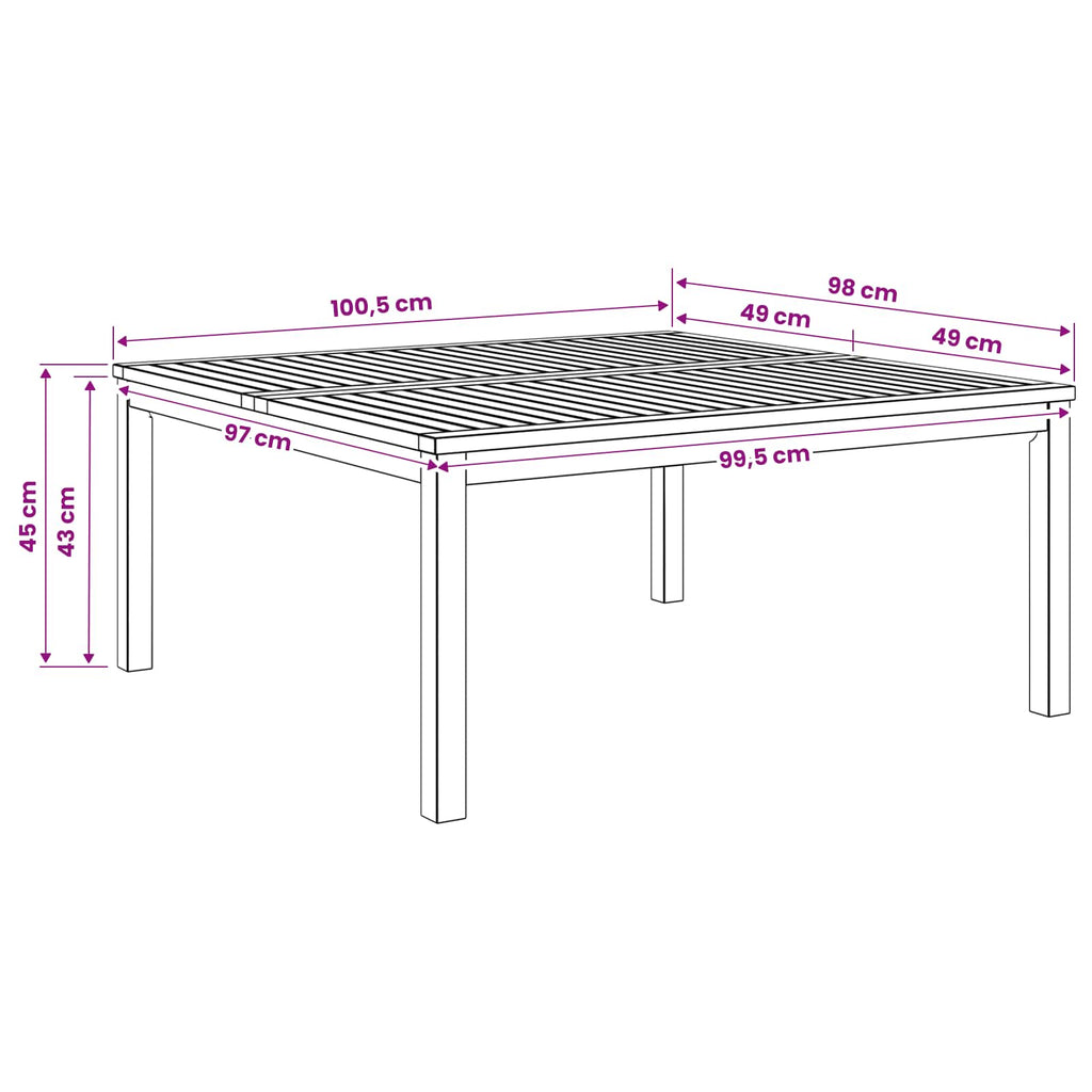 vidaXL Stolik kawowy Biały 100 x 100,5 x 45 cm Lite Drewno Akacji
