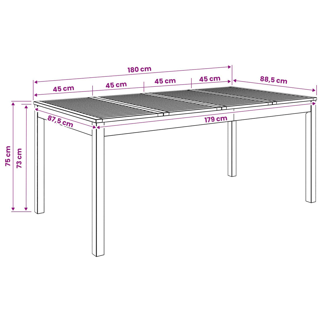 vidaXL Stół do kolacji w ogrodzie Biały 180 x 88,5 x 75 cm