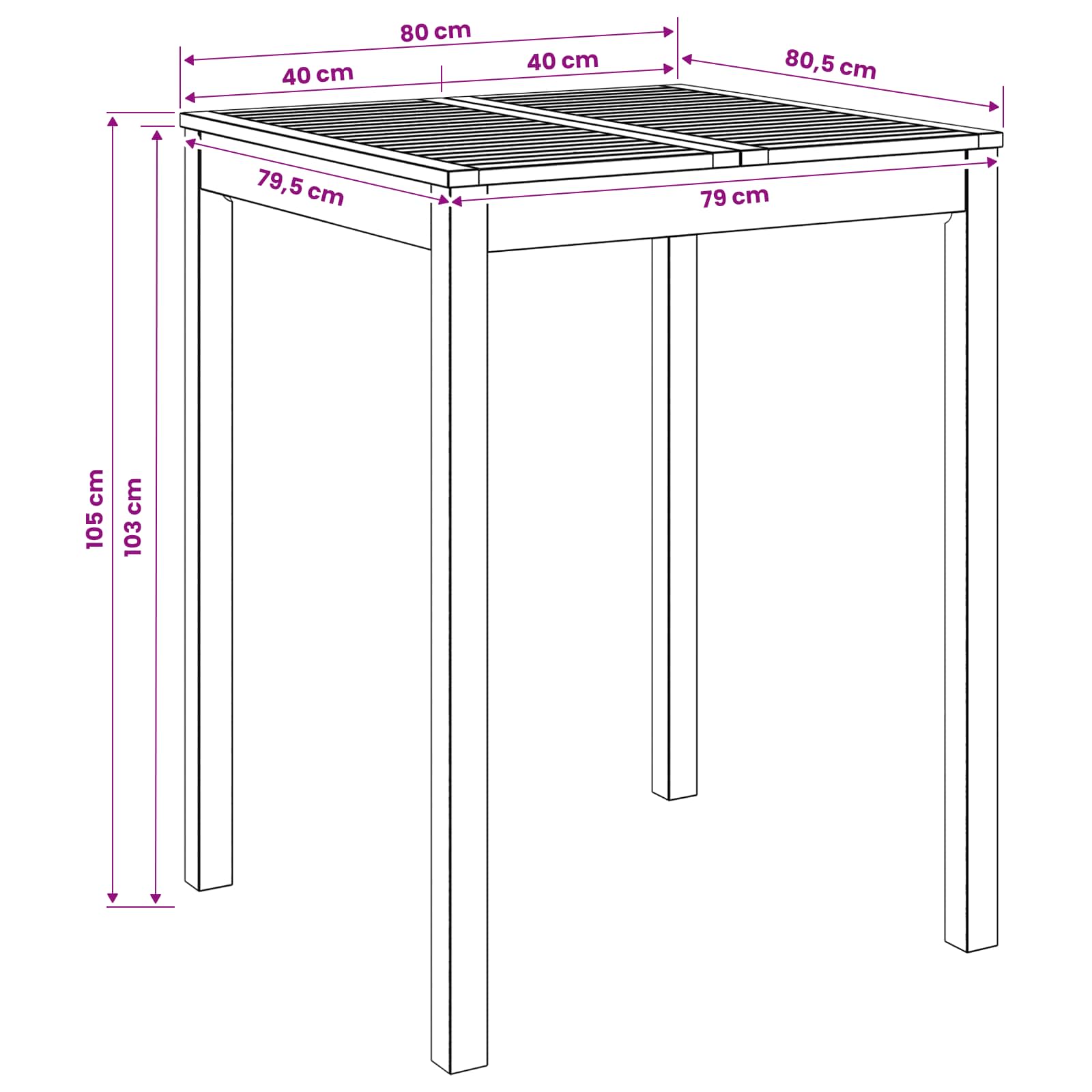vidaXL Stół barowy ogrodowy Biały 80 x 80,5 x 105 cm