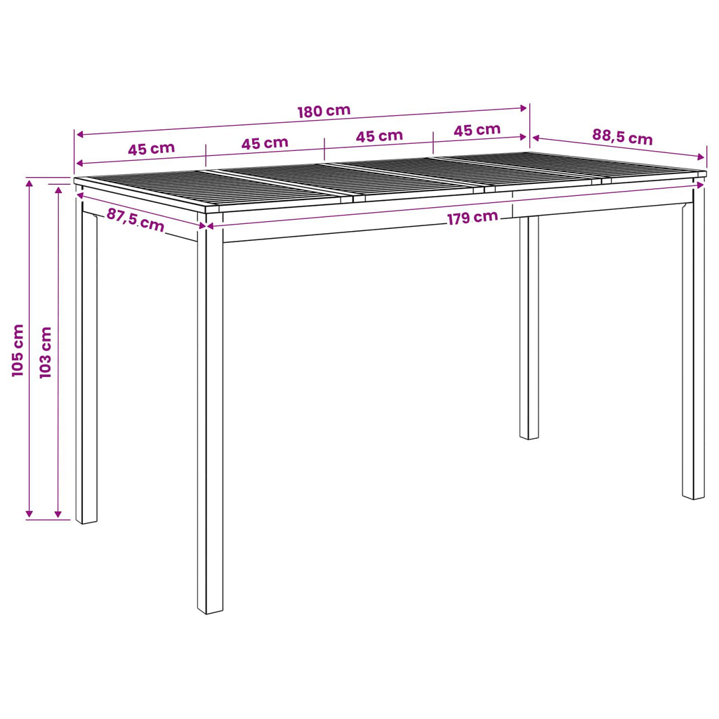 vidaXL Stół barowy ogrodowy Biały 180 x 88,5 x 105 cm